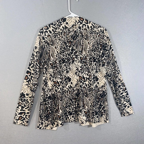 Chicos Cardigan Womens 0 Beige Cheetah Print Pull On Long Sleeve Business Casual - Picture 6 of 12